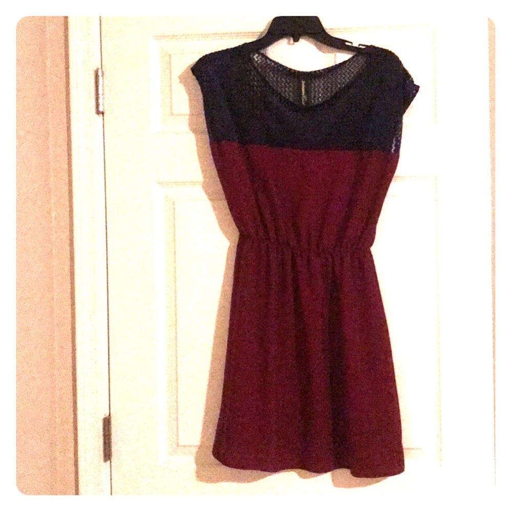 Johann Earl Silky Maroon Dress with Lace